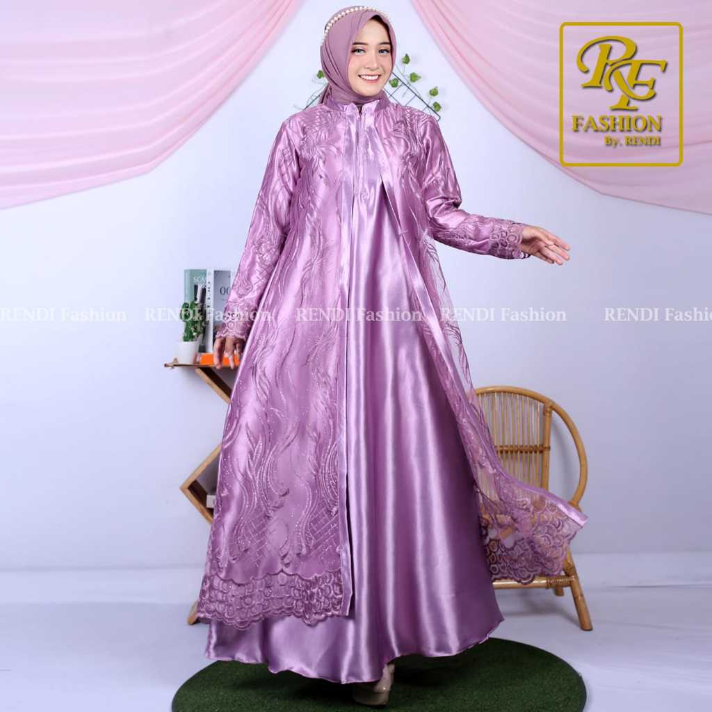 NEW GAMIS SATIN PREMIUM GAMIS SATIN KRISTAL KOMBINASI TILE IMPORT MEWAH BUSUI FRENDLY BISA SERAGAMAN