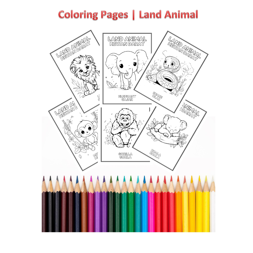 

MURAH ! Coloring Pages / Land Animal / Lembar Mewarnai / Mewarnai / Kertas Mewarnai / Kertas Gambar