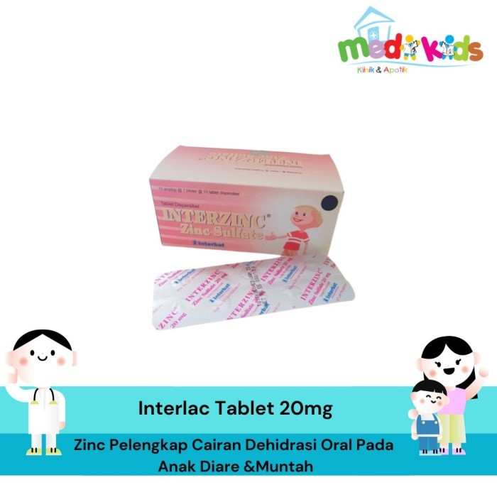 Interzinc Tablet Zinc 20 mg untuk suplemen pencernaan - Strip (10's)
