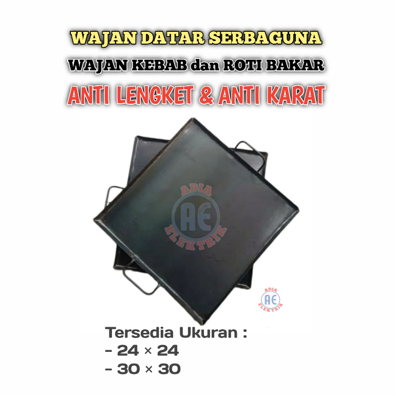 Wajan Roti Bakar / Wajan Burger / Wajan Kebab /Wajan Baja / Wajan Plat Hitam Anti Lengket Dan Anti K