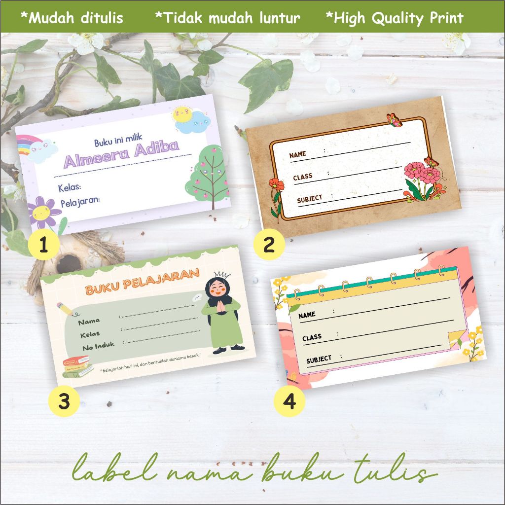 

Isi 42pcs Label Stiker Nama Buku Tulis Mata Pelajaran