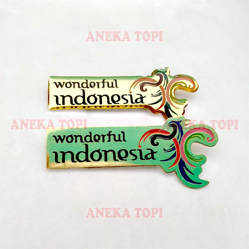 Pin Wonderful Indonesia Warna Gold Pin Bros Logo Wonderful Indonesia - Aneka Topi