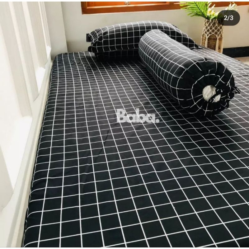 Sprei aesthetic | sprei kotak hitam | sprei single | sprei viral | sprei ukuran 90x200 | sprei ukura