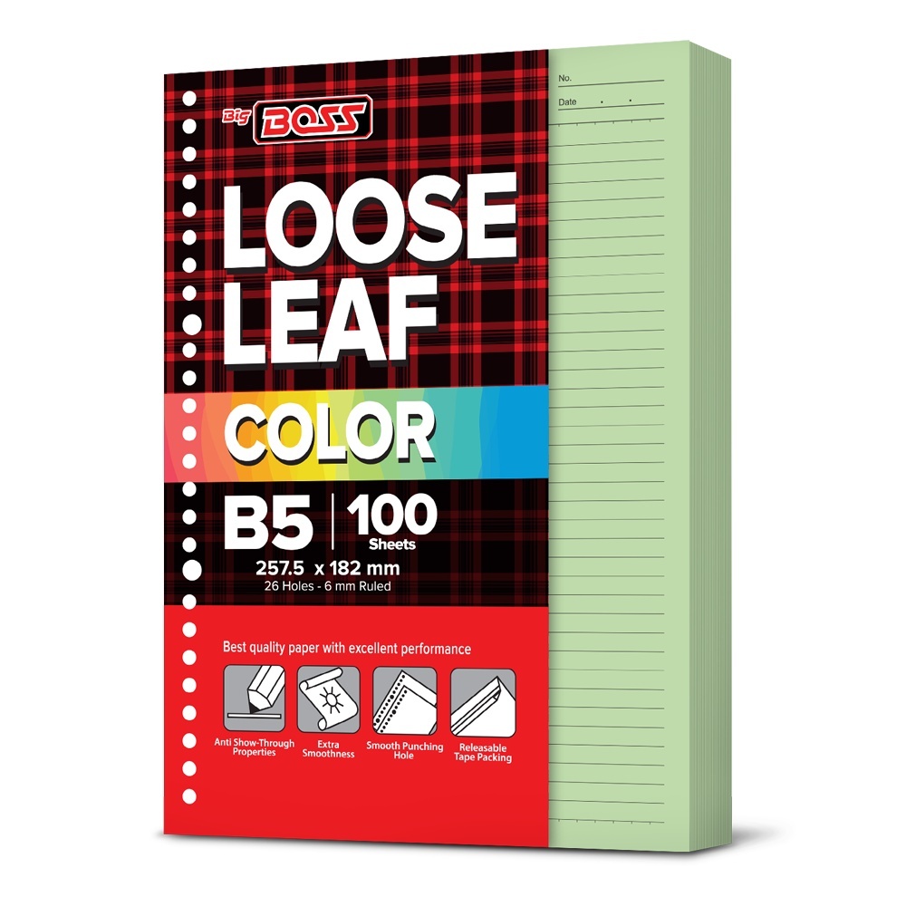 

[Pelangi Stationery] BigBoss Loose Leaf B5 100 Lembar Green BBO LL 100 B5 190