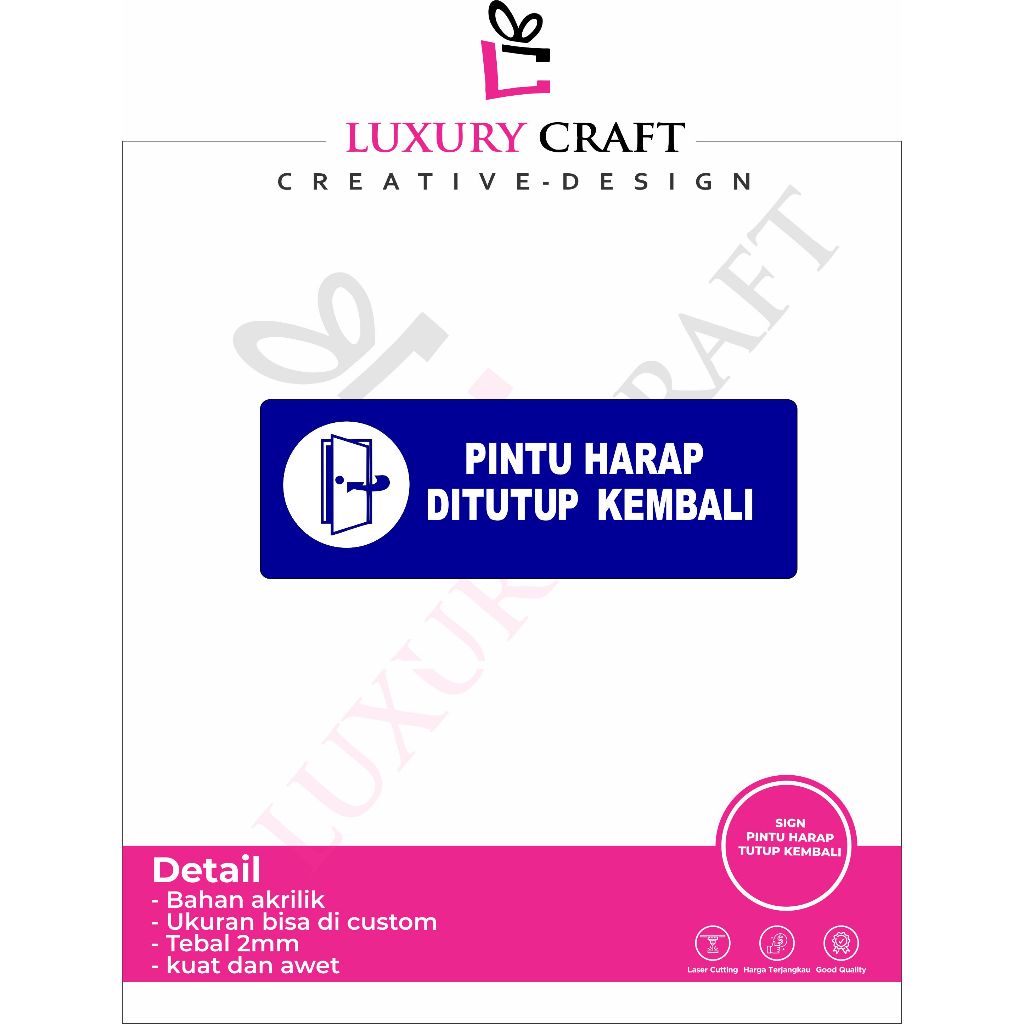

Sign Pintu Harap Ditutup Kembali Sign Board Akrilik Print Papan Nama Petunjuk Ruang Label Tempel Acrylic