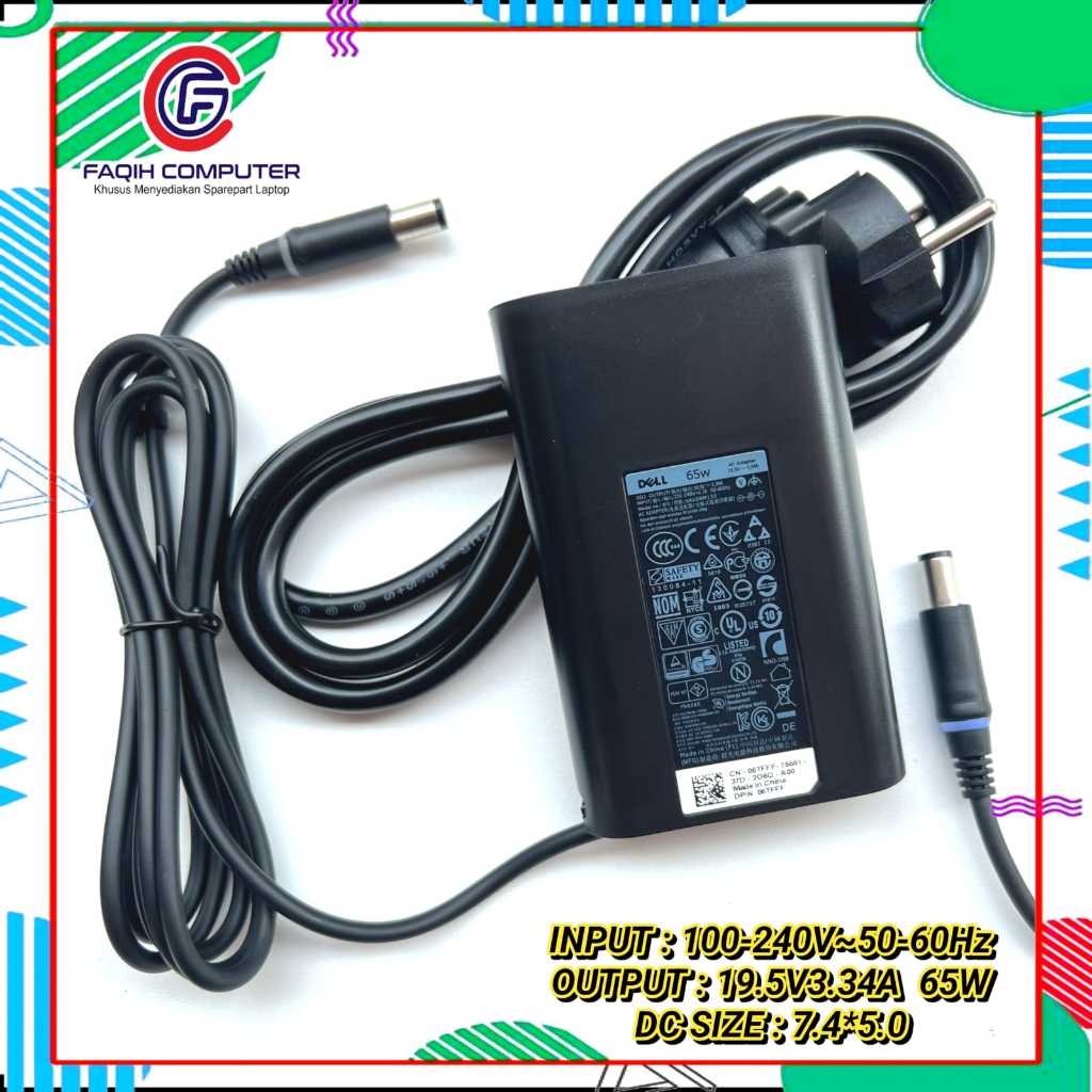 Adaptor Charger Laptop Latitude 7480, 5480, 5490, 7280, 5580, 7214, 5404 19.5V-3.34A 65W OVAL DC (7.