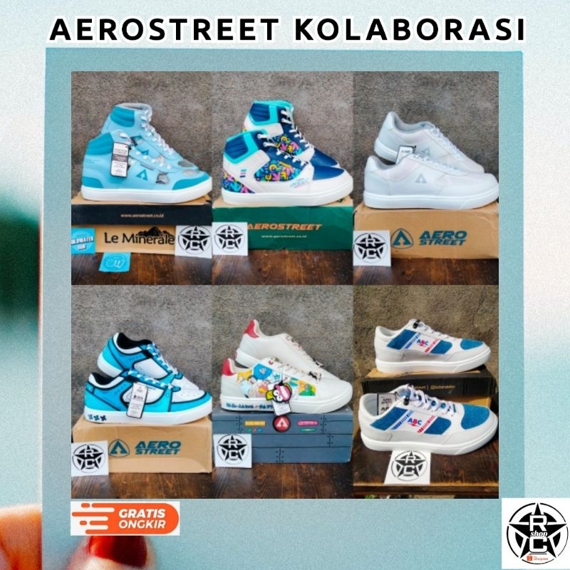 Aerostreet x KFC / Shinchan / 2D Biru Muda / Cing / Change Colour /ABC - sepatu aerostreet kolaboras