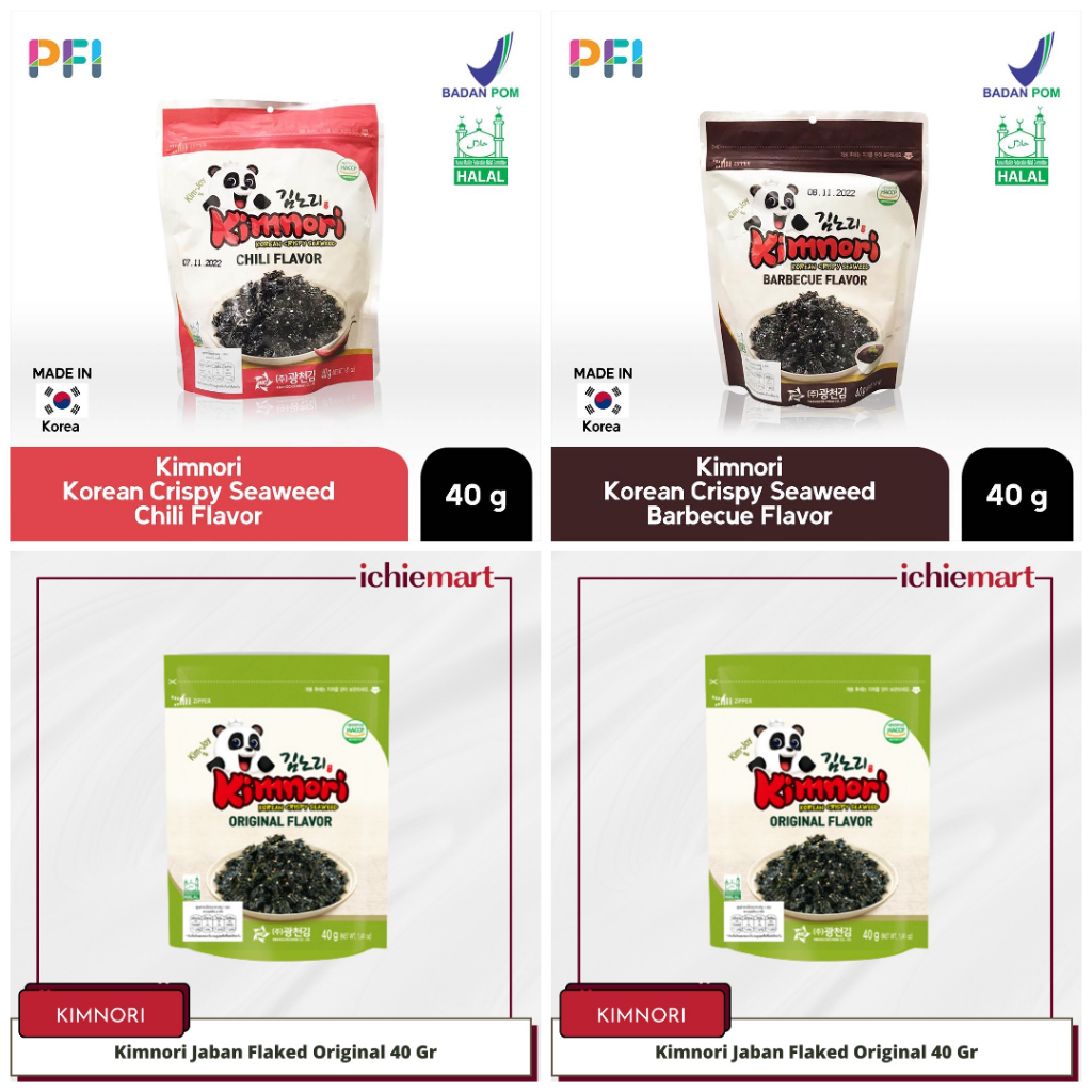 

Kimnori Korean Crispy Seaweed Krispi Rumput Laut Rasa Chili Pedas Barbecue BBQ Original Jaban Flaked