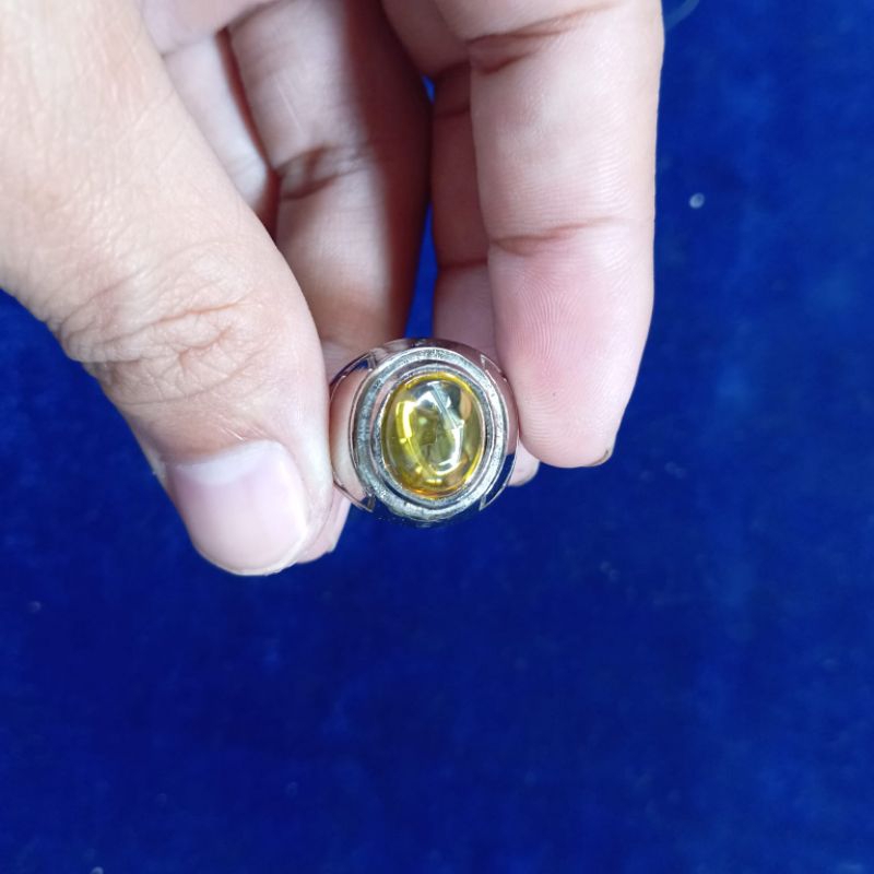 cincin batu yellow topaz minimalis ring alpaka