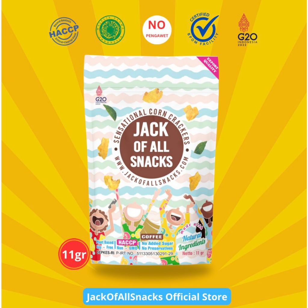 

JACK OF ALL SNACKS 11gr KOPI || CEMILAN KEKINIAN JAJANAN LEZAT LEBIH SEHAT CEMILAN JAGUNG KERIPIK JAGUNG