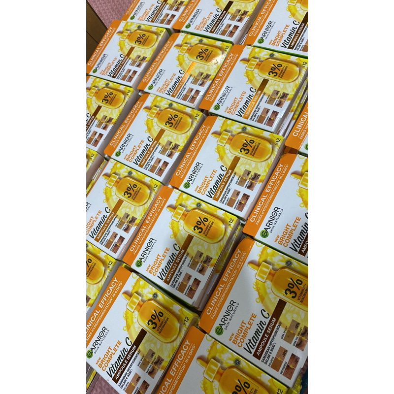 (12pcs)[ORI] Garnier AMPOULE Serum | Vitamin C + Niacinamide | Hiperpigmentasi 1.5ML, Serum Bright C