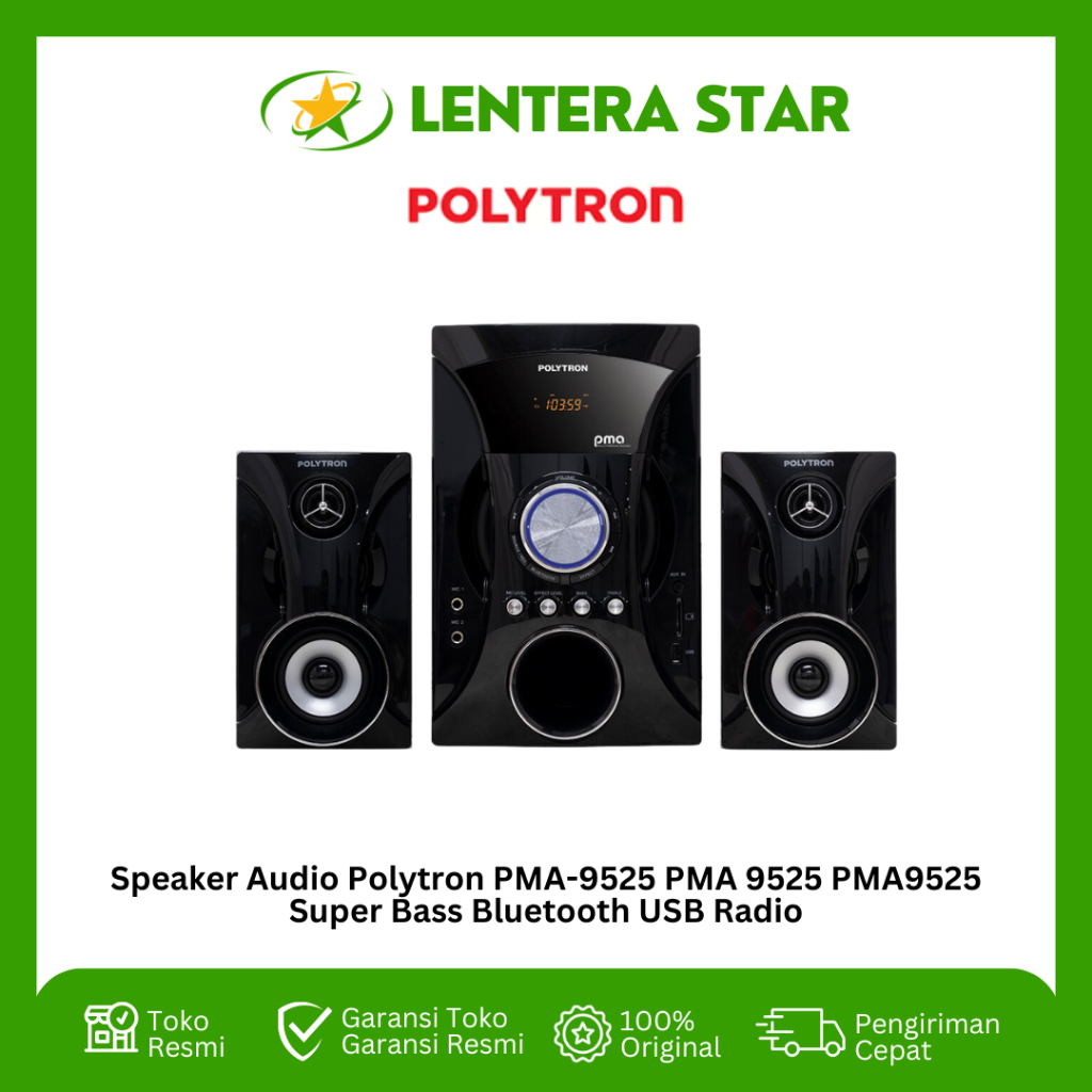 Speaker Audio Polytron PMA-9525 PMA 9525 PMA9525 Super Bass Bluetooth USB Radio