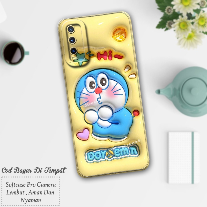 Premium Silicone Full Cover Case Vivo Y20 Y12s Y20s Y20i Y20sg Fashion Doraemon Timbul Softcase Pro 