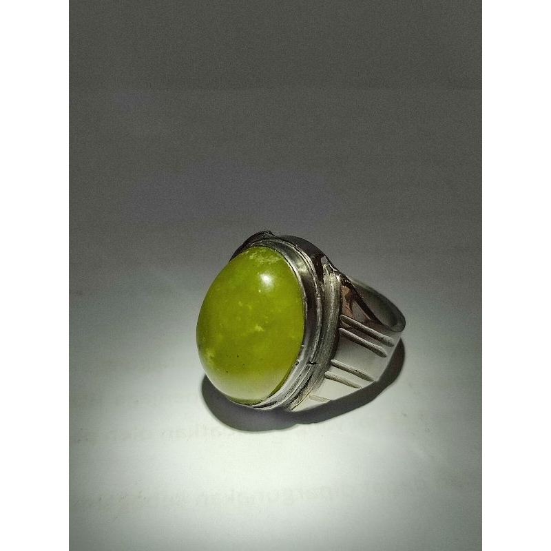 cincin NATURAL giok aceh sungai dareh / giok air pucuk pisang ring monel