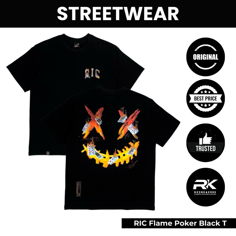Ricky Is Clown Flame Poker Black Tee 100% Authentic