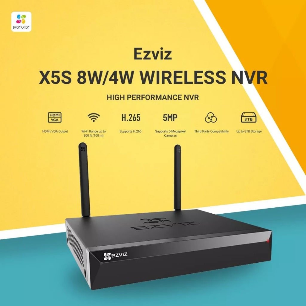 EZVIZ NVR X5S-4W / X5S-8W - Wireless NVR Ezviz  5MP H.265 support ONVIF