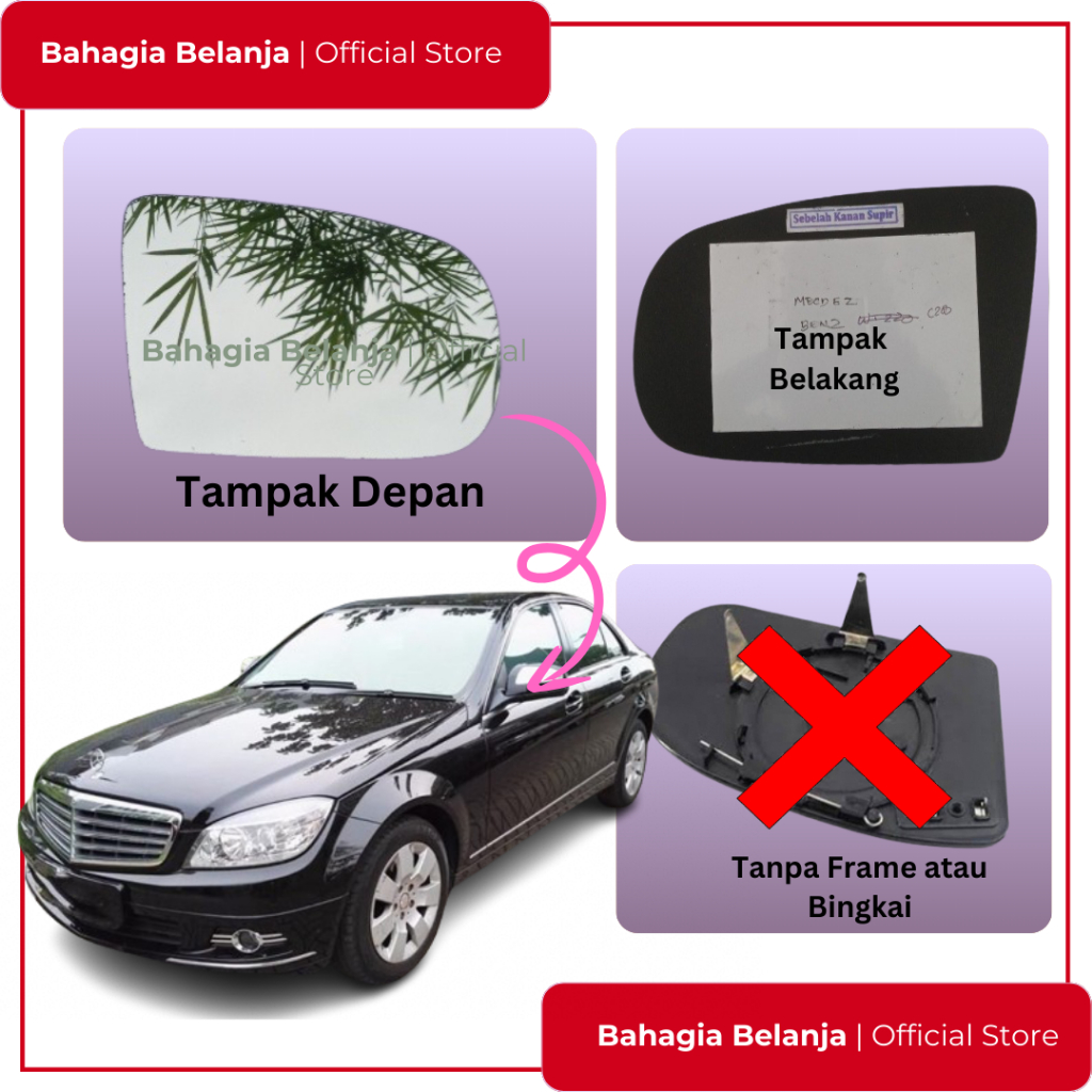 Kaca spion Mercedes W202. C.180 W.210 Refill
