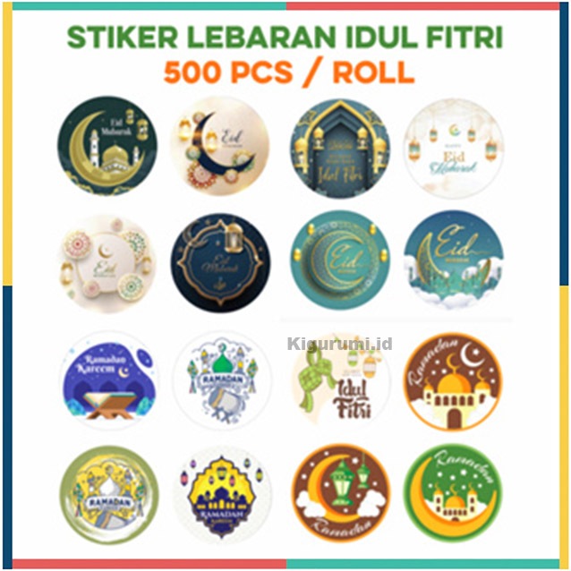 

Stiker 500 Pcs Lebaran Idul Fitri Ramadan Haji Umroh Sticker Toples Label Bulat Kado ST001