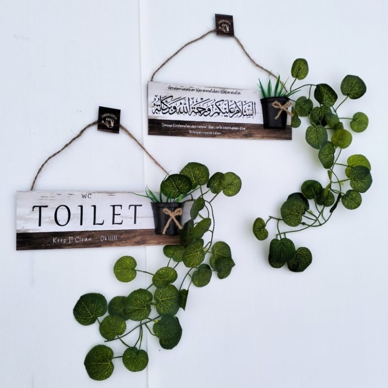 Hiasan Dinding 3D Assalamualaikum Toilet Welcome Gantungan Pintu Bunga Tempel Sign Board