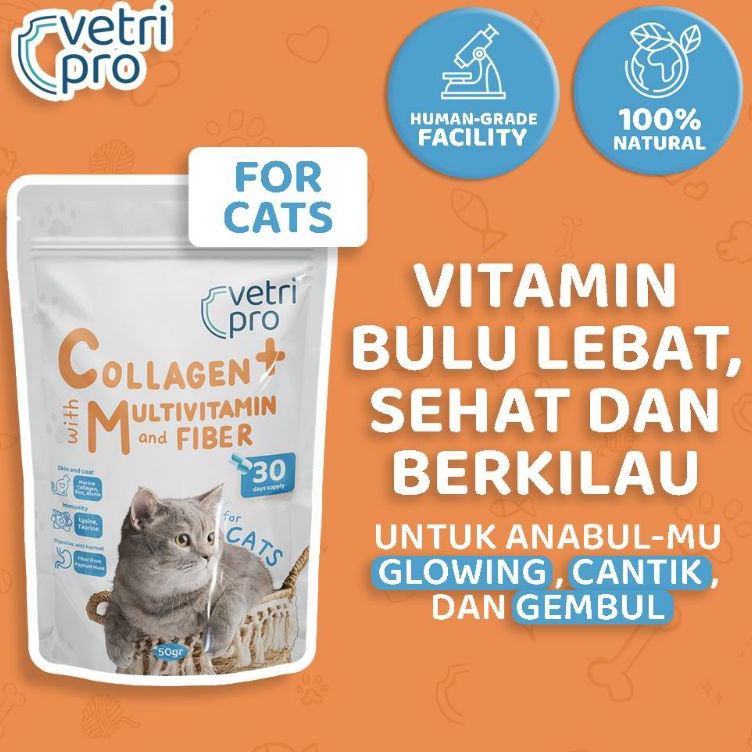 KODE F3W Vitamin Kucing Bulu Lebat Berkilau COLLAGEN PLUS by Vetripro