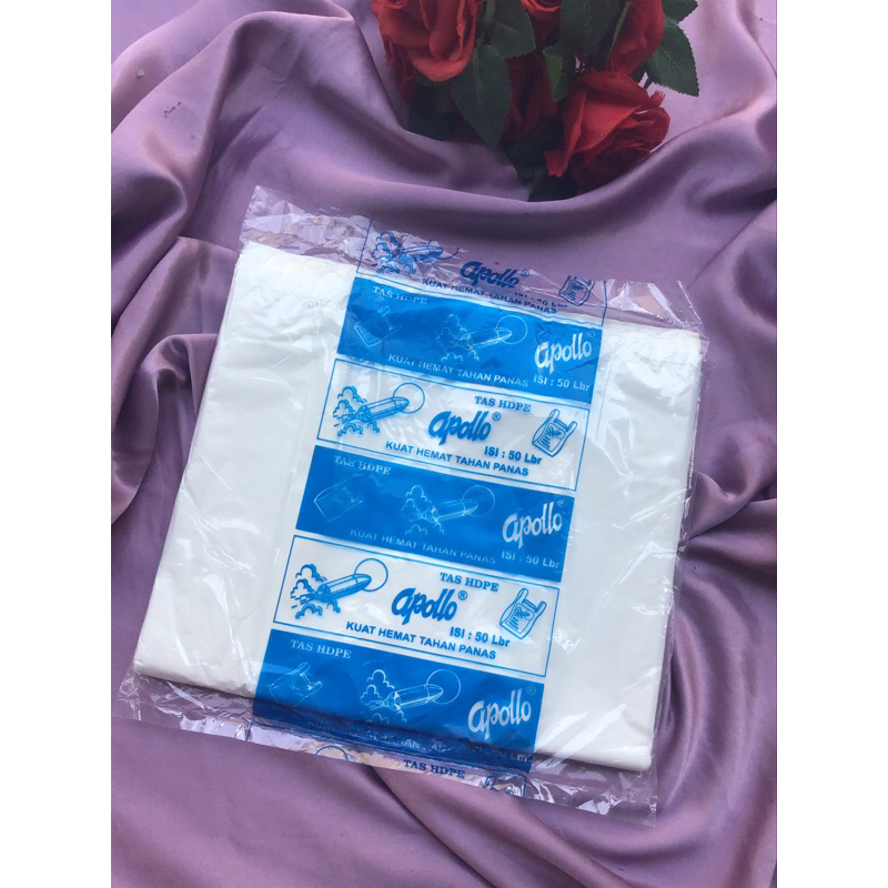 MURAH TAS HDPE APOLLO isi 50 pcs / tas kresek warna dop putih/kantong plastik murah ukuran besar