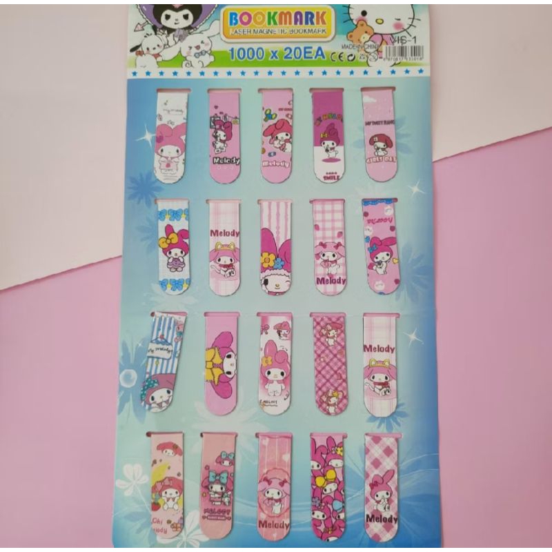 

1 Pack Isi 20 Pcs Pembatas Buku Iqra Magnet Karakter Lucu Kertas Hologram Karakter Lucu