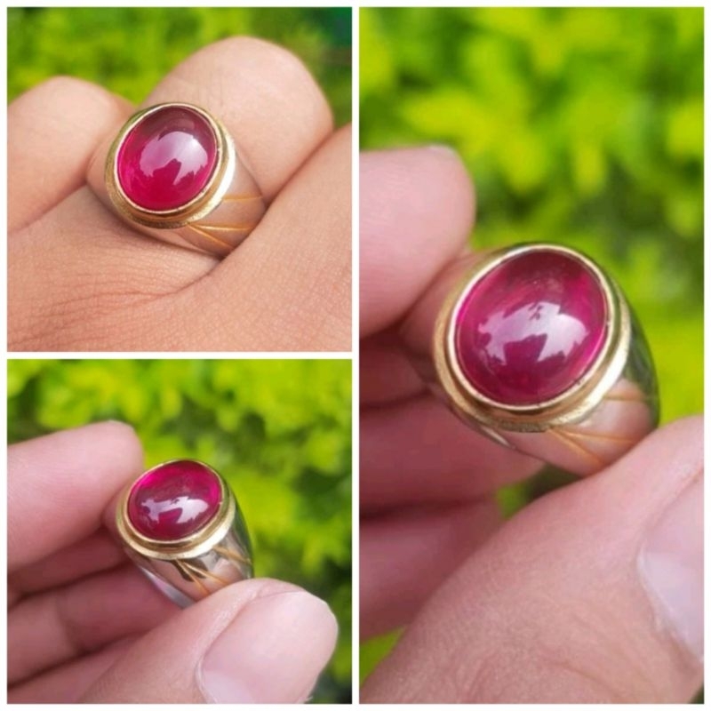 cincin batu Merah siam oval top hq