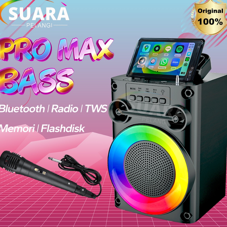 Top Seller PRO BASSSpeaker Bluetooth Karaoke Protable Super Bass Polytron Besar Original Mini Wirele