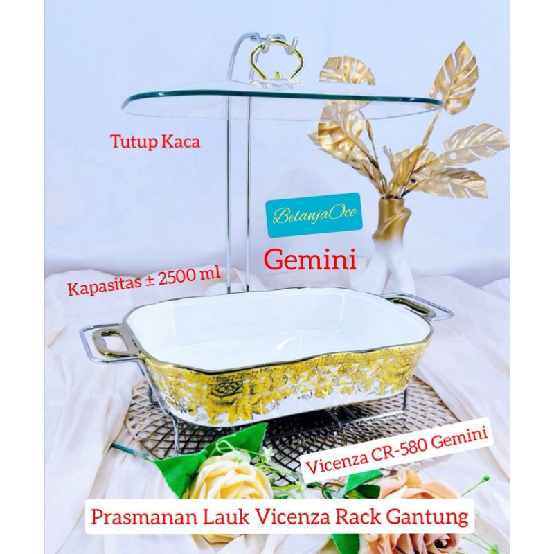 Prasmanan Lauk Keramik VICENZA Rak Gantung / Wadah Saji Persegi Keramik