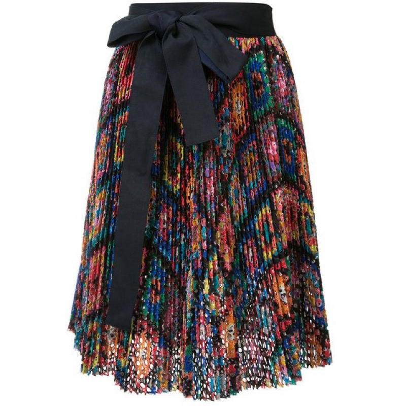 SACAI Multicolor Lace Skirt In Red Size 2
