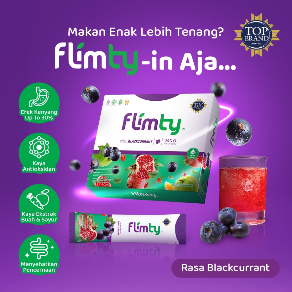 

Flimty Minuman Serat Fiber Raspberry , Mangga Mango & Blueberry 240gr 16sachet