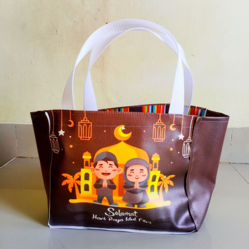 

PAKET ISI 10PCS - tas idul fitri Coklat 25x20x12 bahan tebal oscar / kulit sintetis