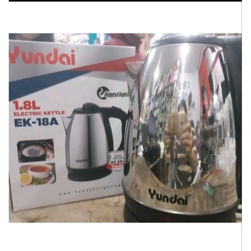 YUNDAI ELECTRIC KETTLE TEKO PEMANAS LISTRIK OTOMATIS STAINLESS 1.8 Ltr