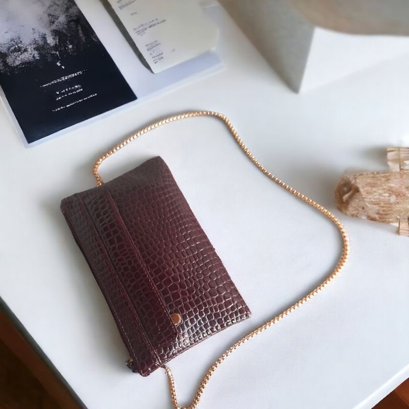 Tas Sling Pesta Wanita Kulit Croco"Preloved"