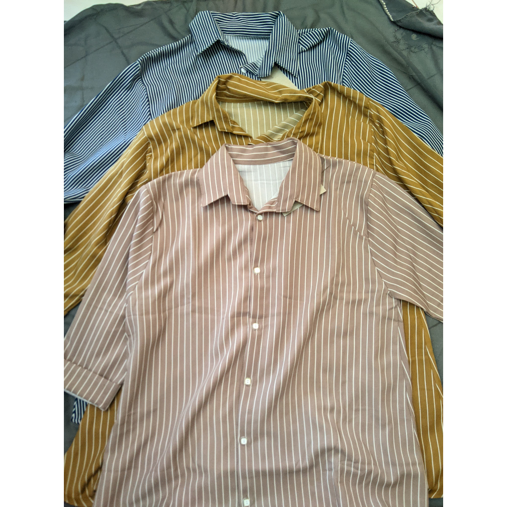 Baju Wanita Kekinian ATASAN KEMEJA GARIS WANITA KEKINIAN