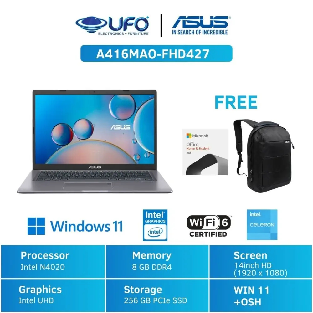 ASUS LAPTOP VIVOBOOK A416MAO-FHD427 SILVER