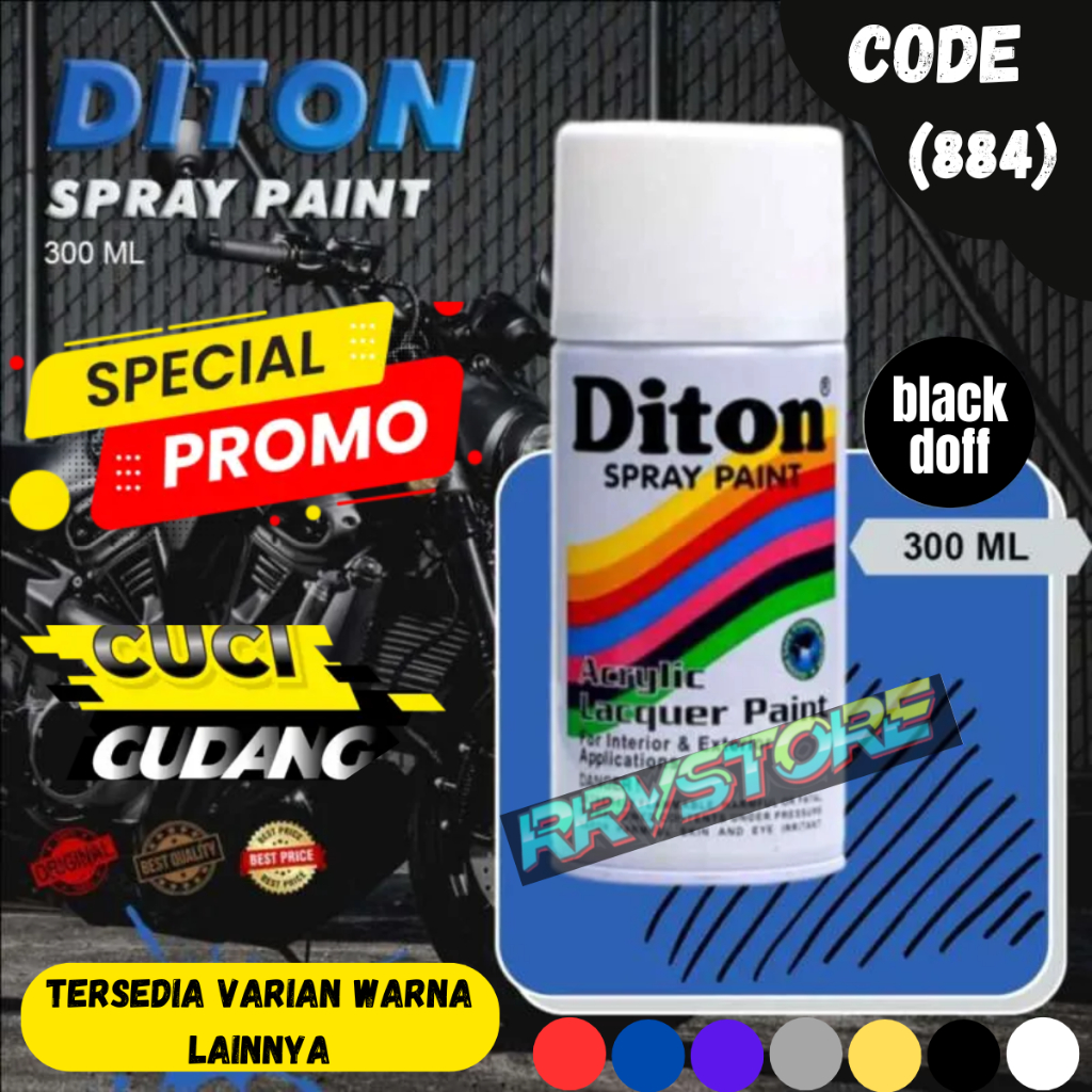 CAT SEMPROT DITON BLACK DOFF ( 884) 300cc CAT DITON WARNA HITAM DOP 300cc PYLOX