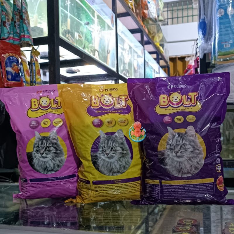 MAKANAN KUCING KERING BOLT ADULT - Catfood Bolt Kualitas Terbaik Dry Food Bentuk Ikan Wet Kitten