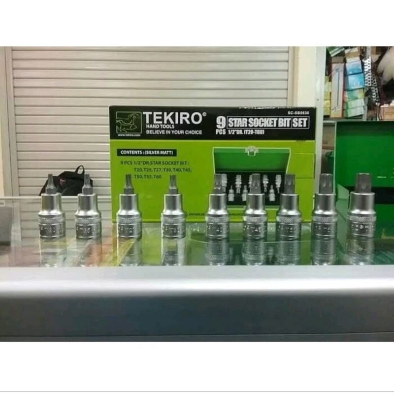 tekiro 9 star socket bit set mata kunci sok L bintang set 1/2 inch