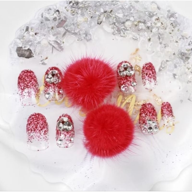 Kuku Pengantin Kuku Wedding Pompom Bulu