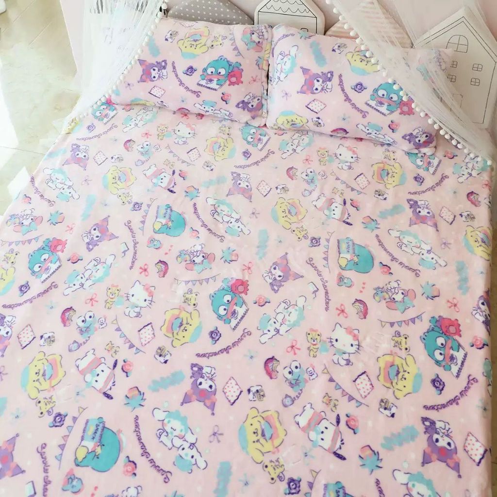 Selimut Hangyodon Pompompurin Kuromi Sarung Bantal Hangyodon Pompompurin Kuromi Selimut dan Sarung B