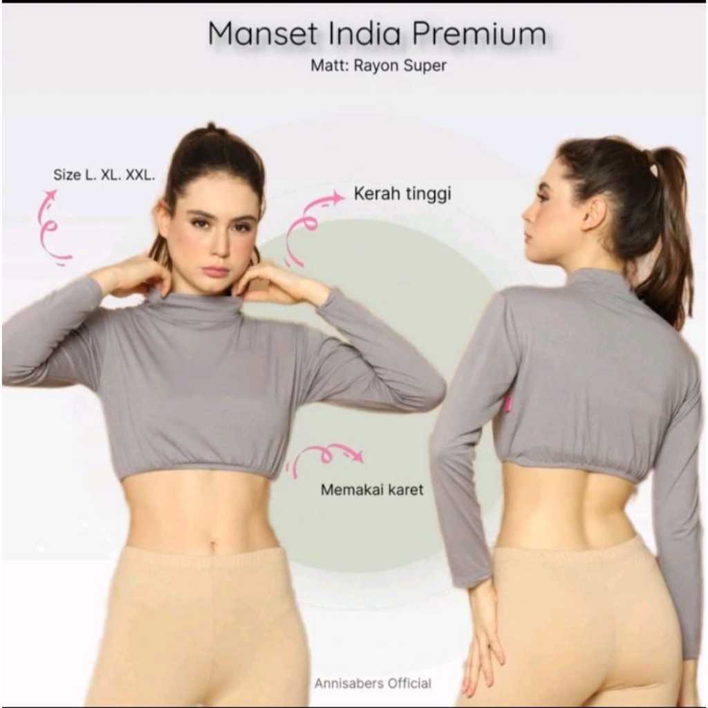 Manset Crop Top India Lengan Panjang Wanita