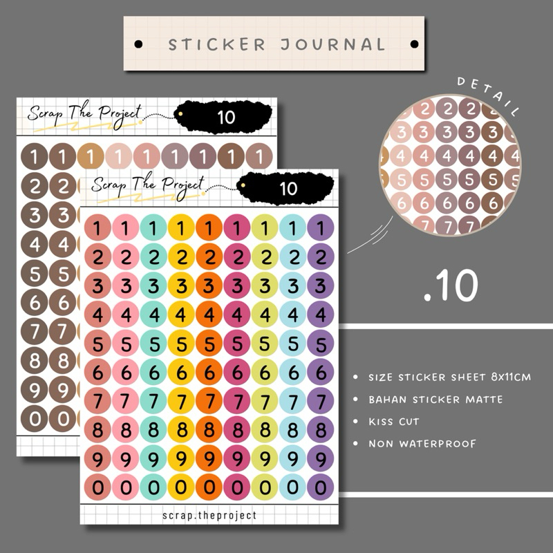 

STICKER PLANNER JOURNAL / NUMBER STICKER / STP - 10