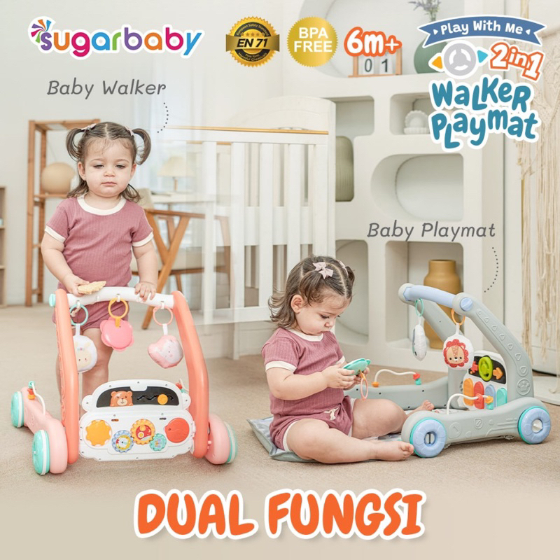 SUGARBABY 2in1 PUSH WALKER PLAYMAT | PUSH WALKER BABY | PLAYMAT BABY | 6M+