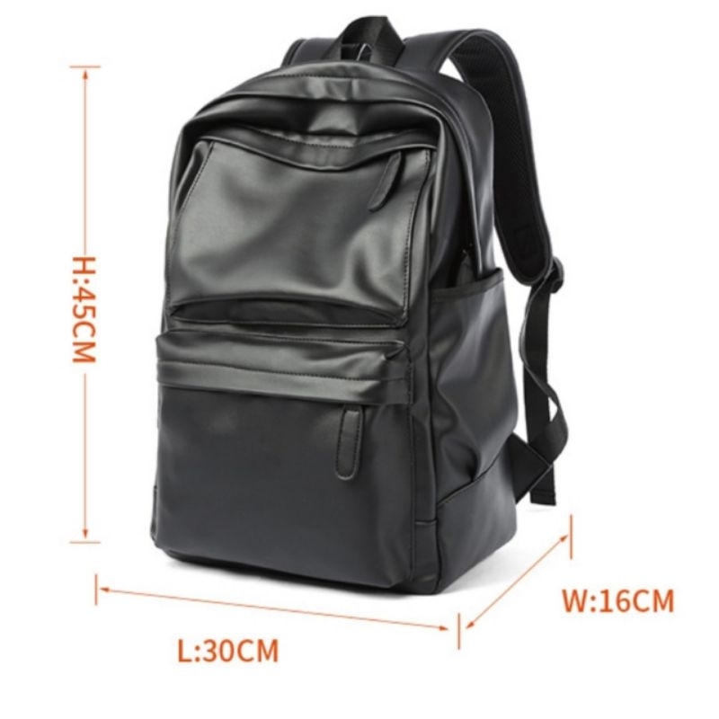 Ransel pria kulit ransel kulit kerja tas kuliah cowo macho tas polos hitam tas banker tas kado ulang