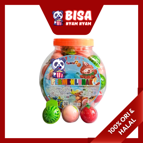 

HALAL SNACK - [1 Jar] PERMEN LUNAK BENTUK BUAH / BOLA LUVMI ISI 50 PCS