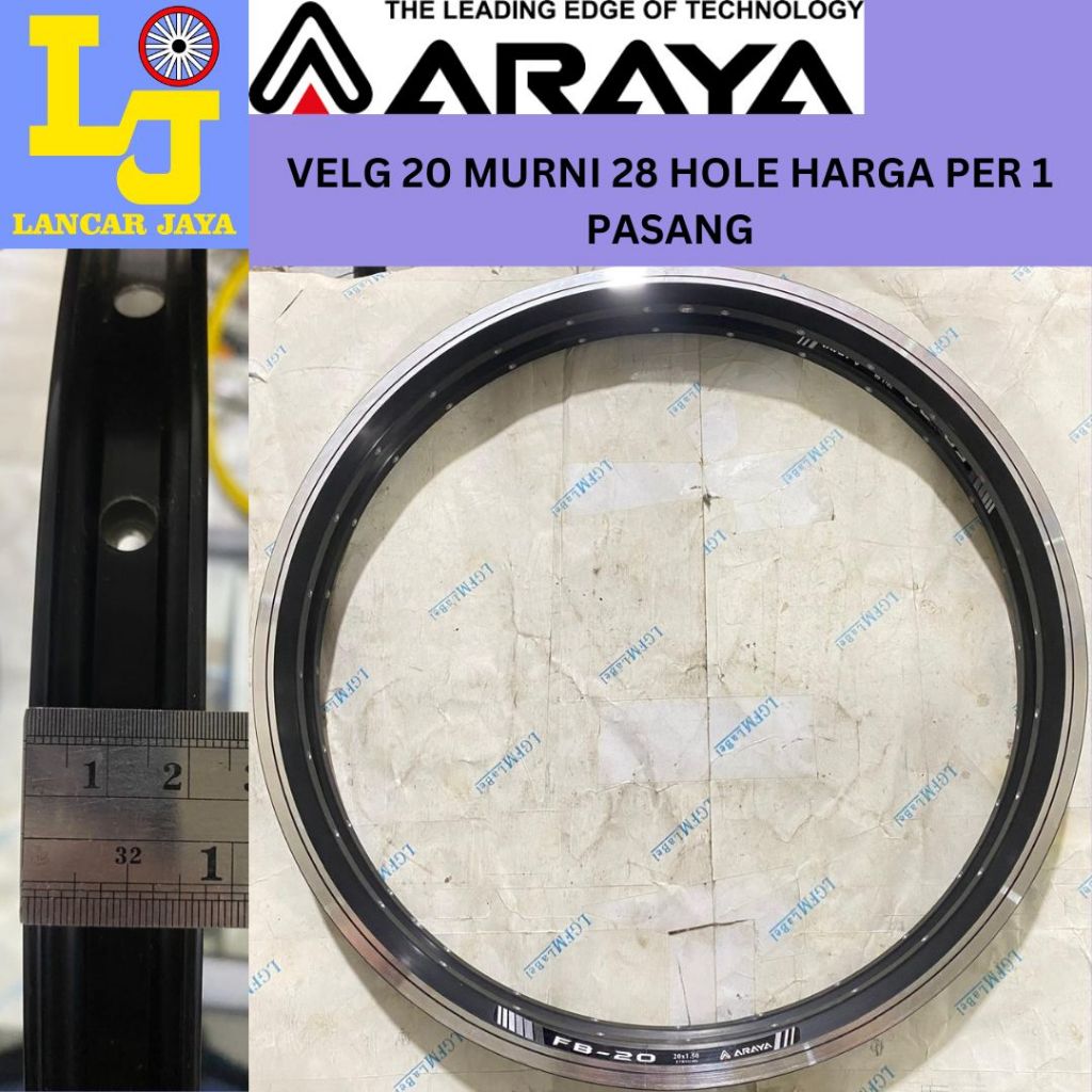 ARAYA Velg Rims Sepeda Lipat 20 X 1.50/1.75 FB-20 28Hole 20mm DOUBLE WALL