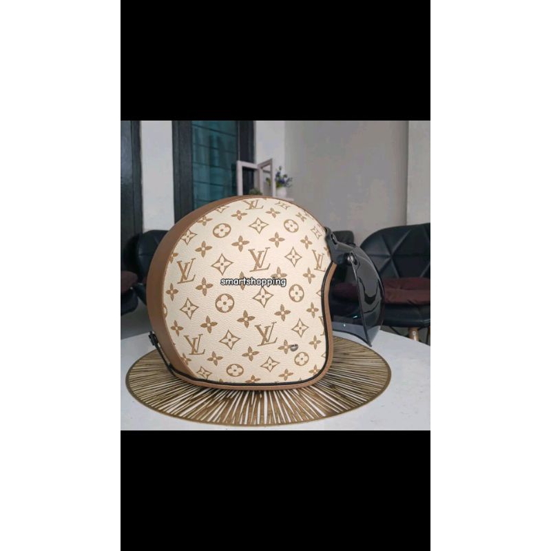 Helm Bogo kulit motif LV helm Bogo wanita hijab cepol