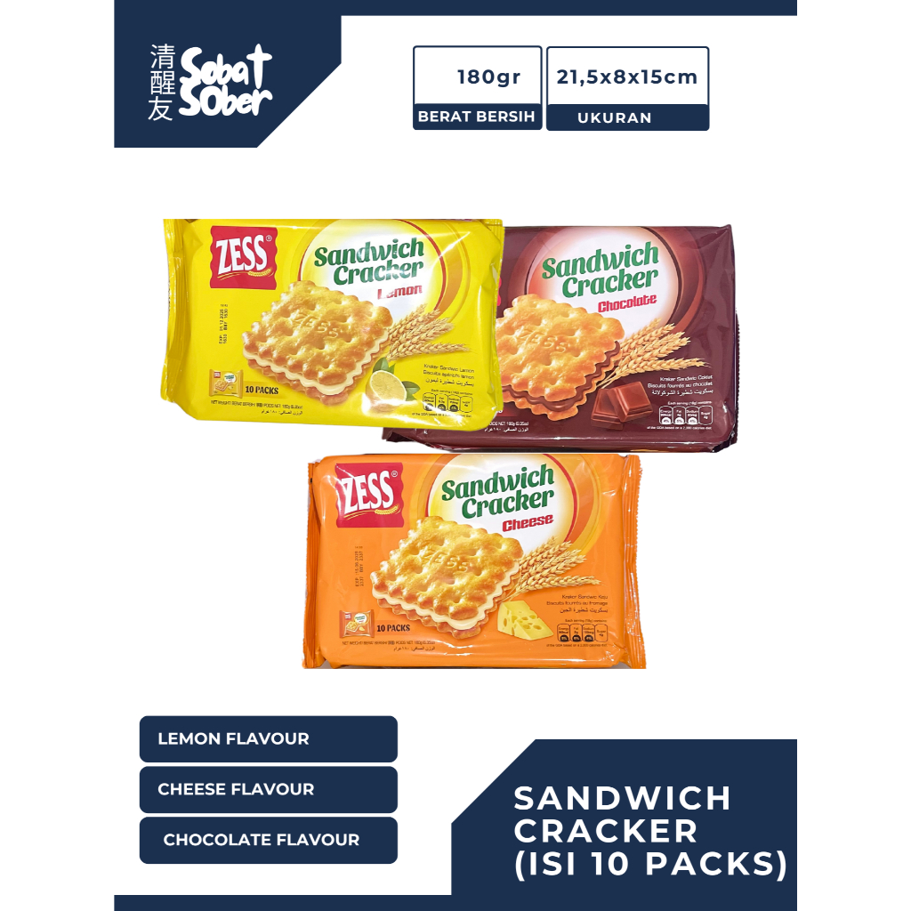 

ZESS Sandwich Cracker Chocolate/Lemon/Cheese ISI 10 PACKS Kraker Sandwich