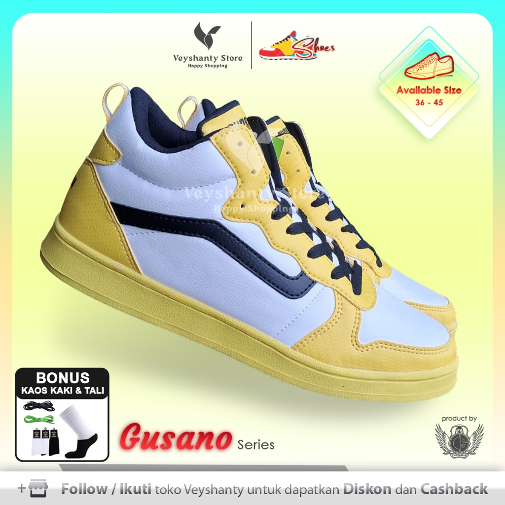 [VEYSHANTY] Sepatu Pria Wanita CS Gusano Premium Quality - Warna Putih Kuning Hitam | Casual | Sport